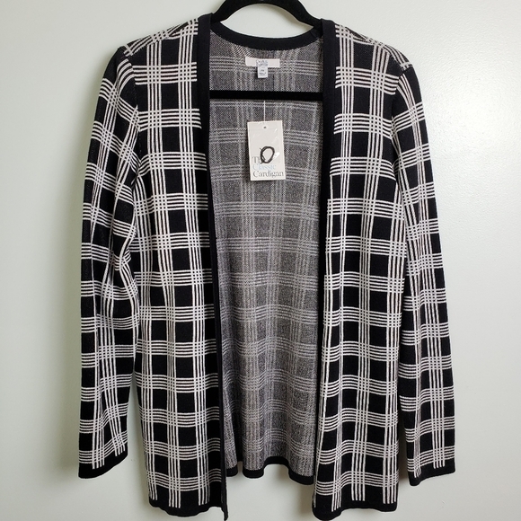 Croft and Barrow Open Front Black and White Cardigan Sz PM - Picture 3 of 6